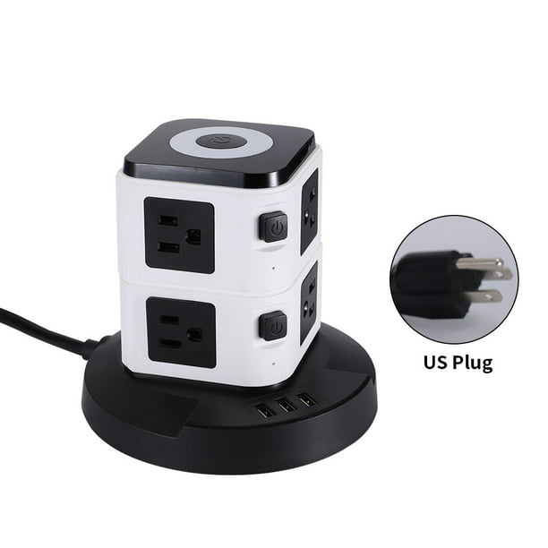 Mulit Outlet Plugs USB Power Strip Tower Surge Protector Charging Station